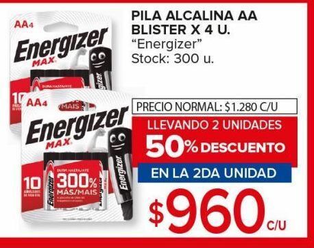 Carrefour Maxi Pilas alcalinas energizer aa blister x 4uni oferta