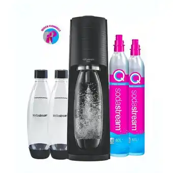 Garbarino Sodastream megapack maquina terra negra + 2 cilindros cqc co2 + 3 botellas 1l (7798399200011) oferta