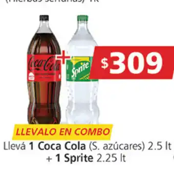 Supermercados Aiello Coca Cola Llevá + 1 Sprite 2.25lt oferta