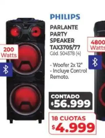 Naldo Lombardi Philips Parlante Party Speaker TAX3705/77 oferta