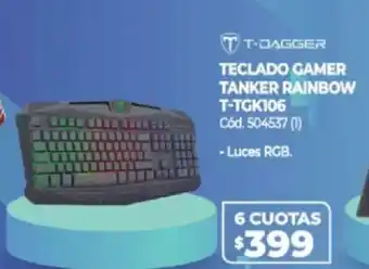 Naldo Lombardi T-Dagger Teclado Gamer Tanker Rainbow T-TGK106 oferta