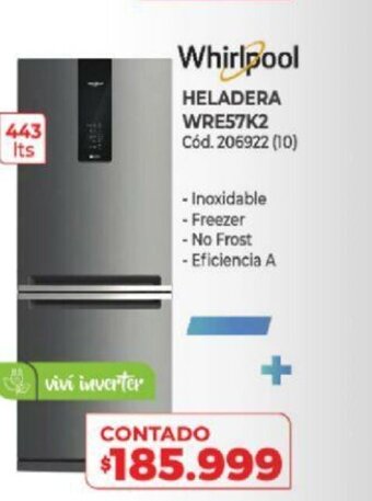 Naldo Lombardi Whirlpool Heladera WRE57K2 oferta