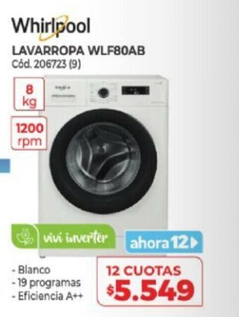 Naldo Lombardi Whirlpool Lavarropa WLF80AB oferta