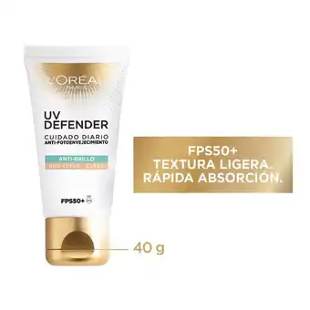 Pigmento Protector solar anti brillo con color claro fps 50 uv defender oferta