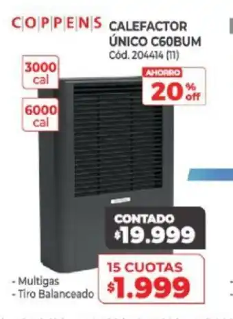Naldo Lombardi Coppens Calefactor Unico C60BUM oferta