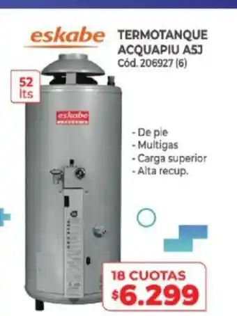 Naldo Lombardi eskabe Termotanque Acquapiu A53 oferta