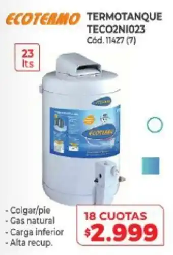 Naldo Lombardi Ecotermo Termotanque Teco2N1023 oferta