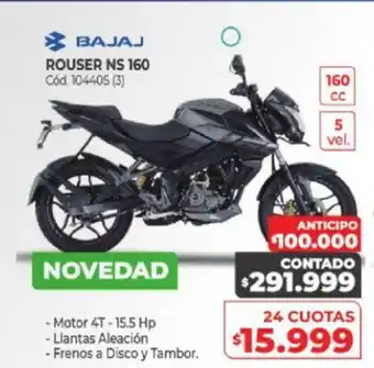Naldo Lombardi Bajaj Rouser NS 160 Novedad Motor 4T - 155 Hp oferta