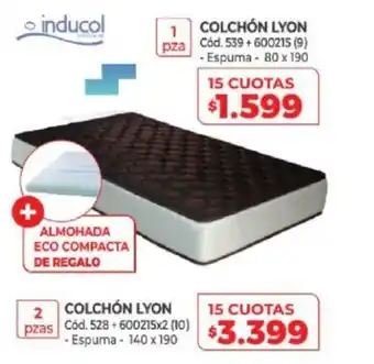 Naldo Lombardi Inducol Colchón Lyon 1 pza / Colchón Lyon 2 pzas oferta