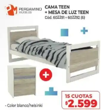 Naldo Lombardi Pergamino Cama Teen + Mesa De Luz Teen oferta