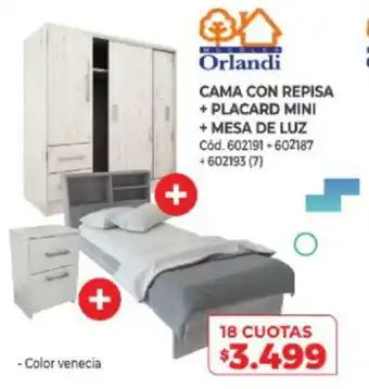 Naldo Lombardi Orlandi Cama Con Repisa + Placard Mini + Mesa De Luz oferta