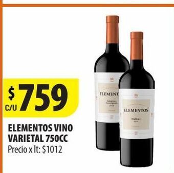 Punto Mayorista Elementos vino varietal 750cc oferta