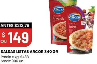 Changomas SALSAS LISTAS ARCOR 340 GR oferta