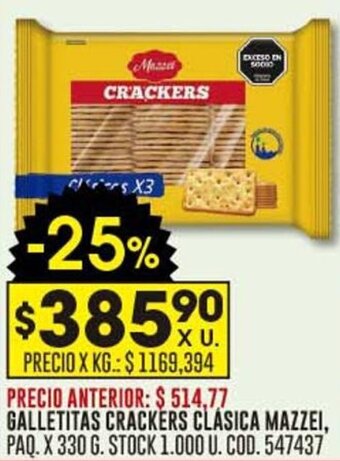 Coto GALLETITAS CRACKERS CLÁSICA MAZZEI, PAQ. X 330 G. oferta