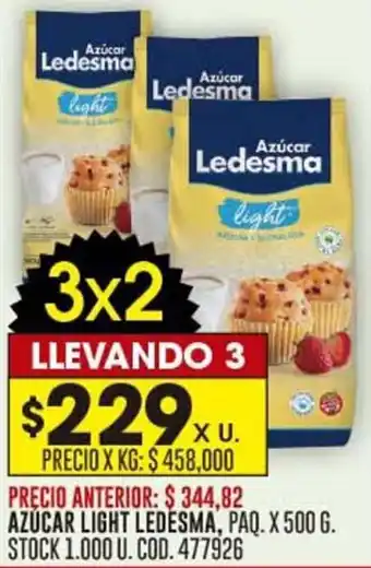 Coto AZÚCAR LIGHT LEDESMA, PAQ. X 500 G. oferta