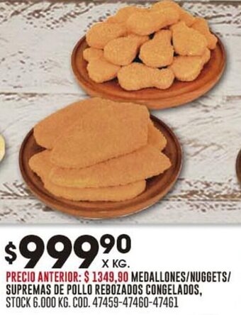 Coto MEDALLONES/NUGGETS/ SUPREMAS DE POLLO REBOZADOS CONGELADOS oferta