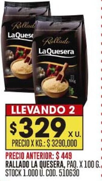 Coto RALLADO LA QUESERA, PAQ. X 100 G. oferta