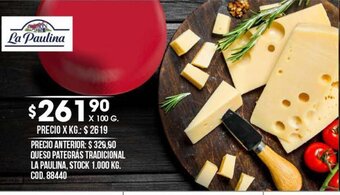Coto QUESO PATEGRÁS TRADICIONAL LA PAULINA, STOCK 1.000 KG. COD.88440 oferta