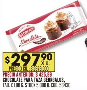 Coto CHOCOLATE PARA TAZA GEORGALOS, TAB. X 100 G. STOCK 5.000 U. COD. 56430 oferta