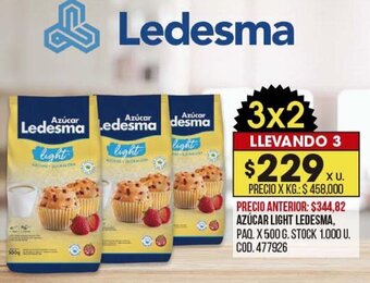 Coto AZÚCAR LIGHT LEDESMA, PAQ. X 500 G. STOCK 1.000 U. COD.477926 oferta