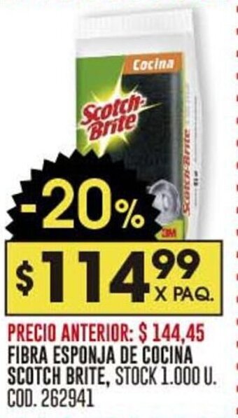 Coto FIBRA ESPONJA DE COCINA SCOTCH BRITE, STOCK 1.000 U. COD. 262941 oferta