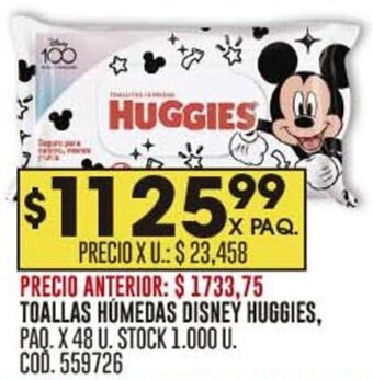 Coto TOALLAS HÚMEDAS DISNEY HUGGIES, PAQ. X 48 U. STOCK 1.000 U. COD.559726 oferta