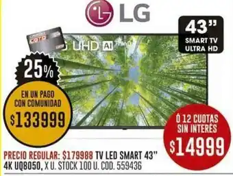 Coto TV LED SMART 43” 4K U08050, X U. STOCK 100 U. COD. 559436 oferta