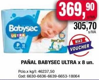Maxiconsumo PAÑAL BABYSEC ULTRA x 8 un. oferta