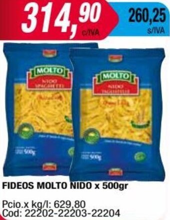 Maxiconsumo FIDEOS MOLTO NIDO x 500gr oferta