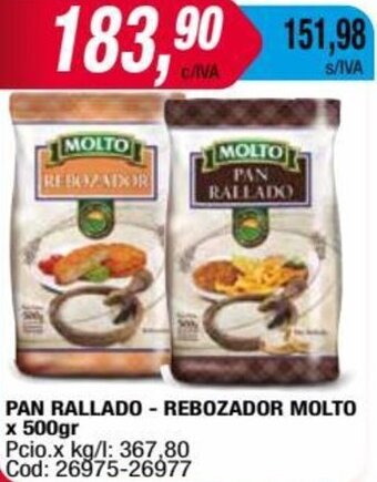 Maxiconsumo PAN RALLADO - REBOZADOR MOLTO x 500gr oferta