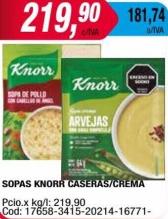 Maxiconsumo SOPAS KNORR CASERAS/CREMA oferta