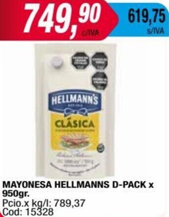Maxiconsumo MAYONESA HELLMANNS D-PACK X 950gr. oferta