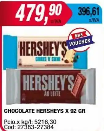 Maxiconsumo CHOCOLATE HERSHEYS X 92 GR oferta