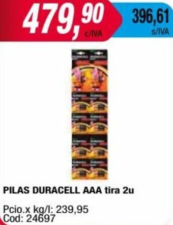 Maxiconsumo PILAS DURACELL AAA tira 2u oferta