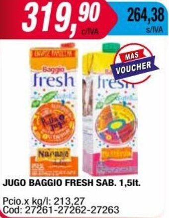 Maxiconsumo JUGO BAGGIO FRESH SAB. 1,5lt. oferta
