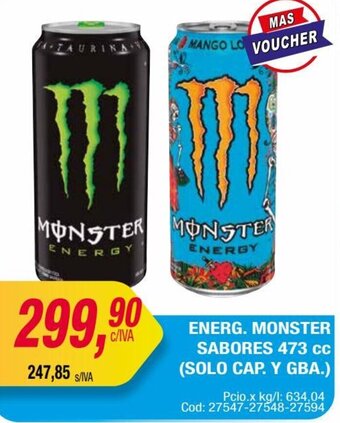Maxiconsumo ENERG. MONSTER SABORES 473 cc (SOLO CAP. Y GBA.) oferta