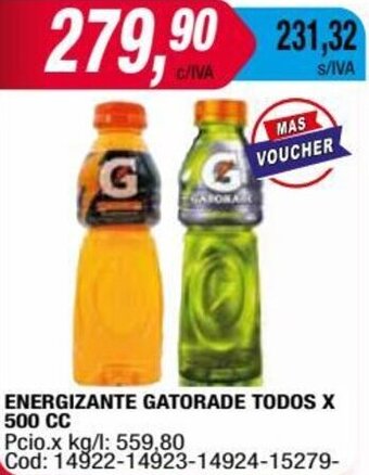 Maxiconsumo ENERGIZANTE GATORADE TODOS X 500 CC oferta