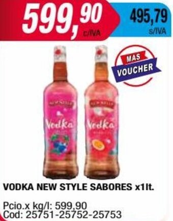 Maxiconsumo VODKA NEW STYLE SABORES x1lt. oferta