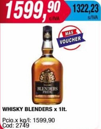 Maxiconsumo WHISKY BLENDERS x 1lt. oferta