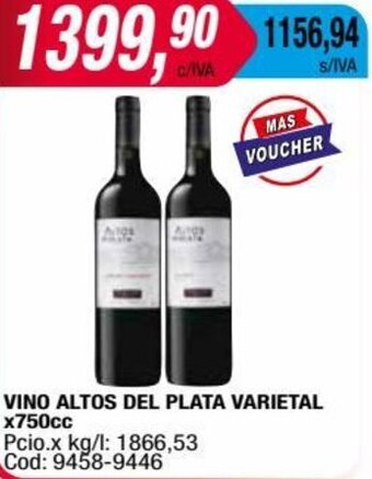 Maxiconsumo VINO ALTOS DEL PLATA VARIETAL x750cc oferta