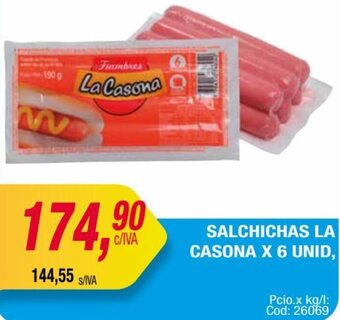 Maxiconsumo SALCHICHAS LA CASONA X 6 UNID, oferta