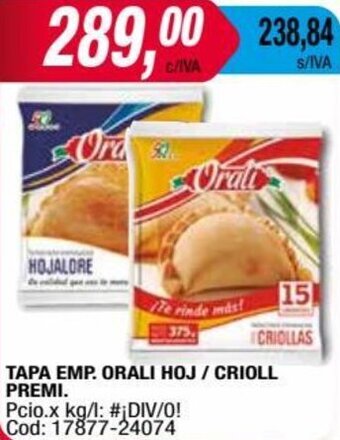 Maxiconsumo TAPA EMP. ORALI HOJ / CRIOLL PREMI. oferta