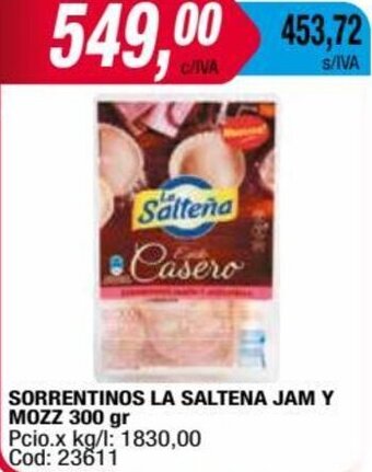 Maxiconsumo SORRENTINOS LA SALTENA JAM Y MOZZ 300 gr oferta