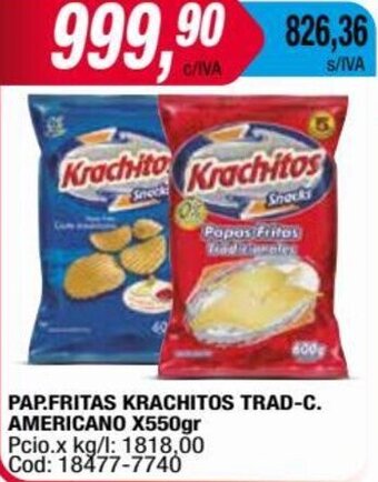 Maxiconsumo PAP.FRITAS KRACHITOS TRAD-C. AMERICANO X550gr oferta