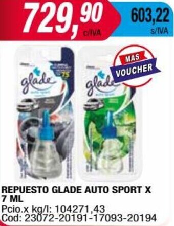Maxiconsumo REPUESTO GLADE AUTO SPORT X 7 ML oferta