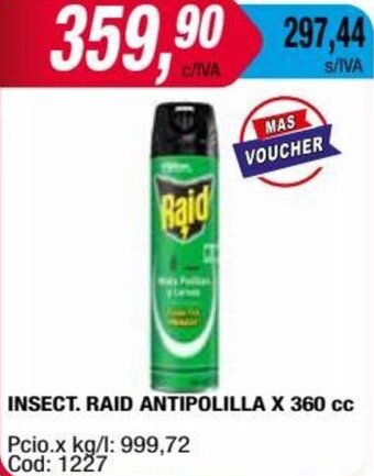 Maxiconsumo INSECT. RAID ANTIPOLILLA X 360 cc oferta