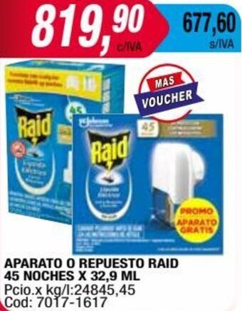 Maxiconsumo APARATO O REPUESTO RAID 45 NOCHES X 32,9 ML oferta