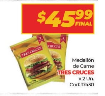 Diarco Tres Cruces Medallón de Carne x 2un. oferta