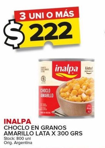Carrefour Maxi Choclo en granos inalpa amarillo lata x 300g oferta