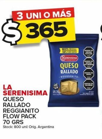 Queso reggianito la serenísima rallado x 70g